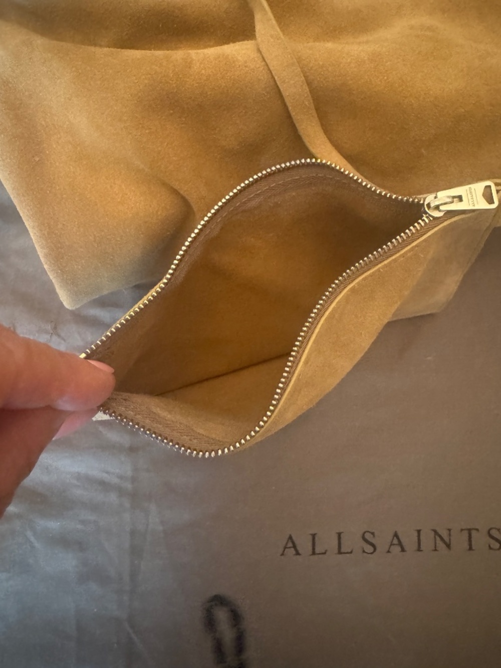 ALLSAINTS Paradise North South Suede Tote (TAN) - Picture 7 of 12